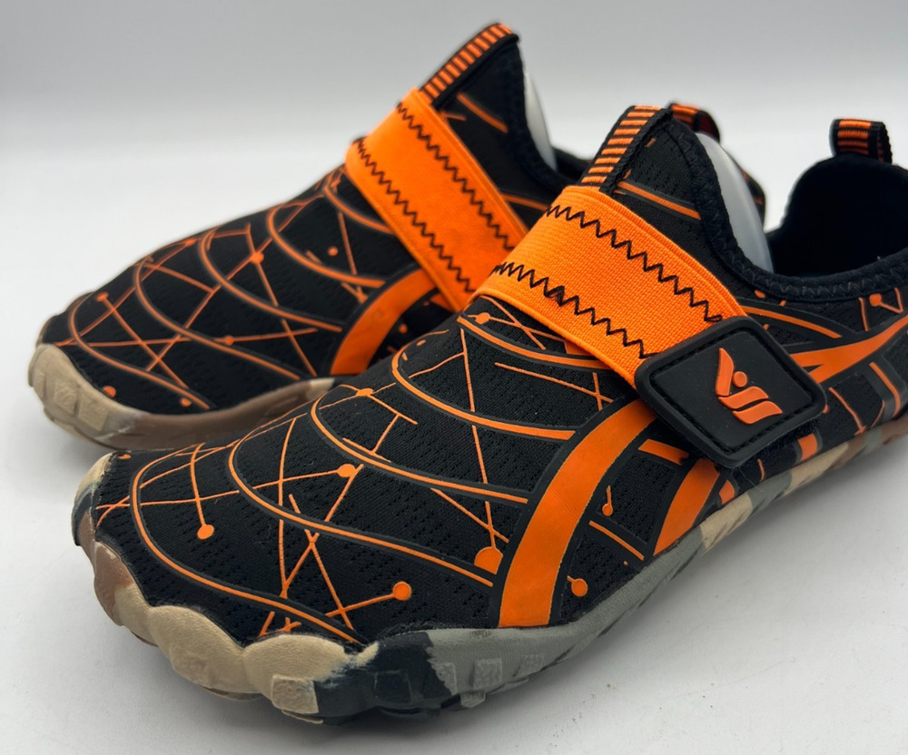 Kids Water Shoes Size 3Y EU 34 Black Orange Slip On Swim Pool Beach Aqua Shoes